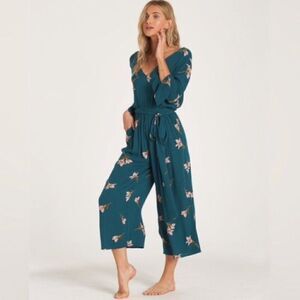 Billabong M Twist back flora green blue romper
